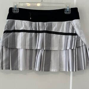 lululemon athletica Black and Gray Striped Mini Skort